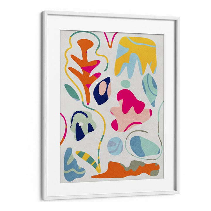 Vibrant MATISSE INSPIRED SHAPES, ABSTRACT PAINTINGS by Ana Rut Bre in a white frame, perfect for modern decor.