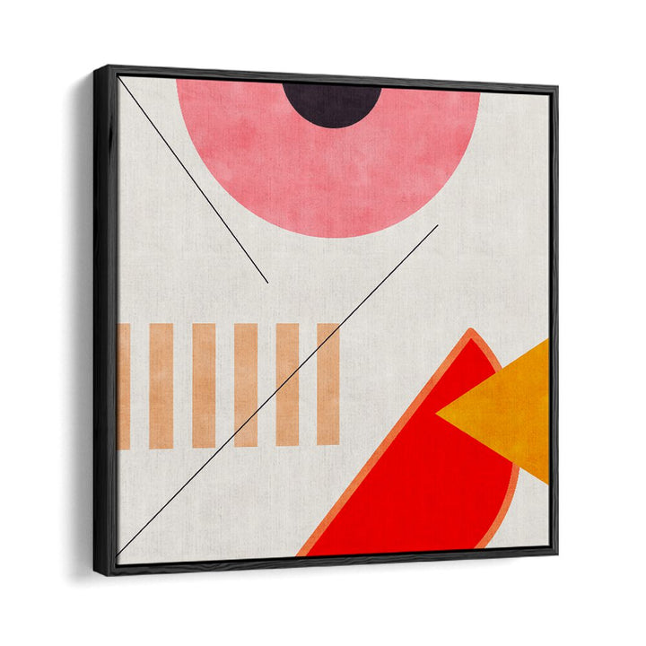 Colorful abstract composition of MID BAUHAUS GEOMETRY II, ABSTRACT PAINTINGS by Ana Rut Bre, framed elegantly.