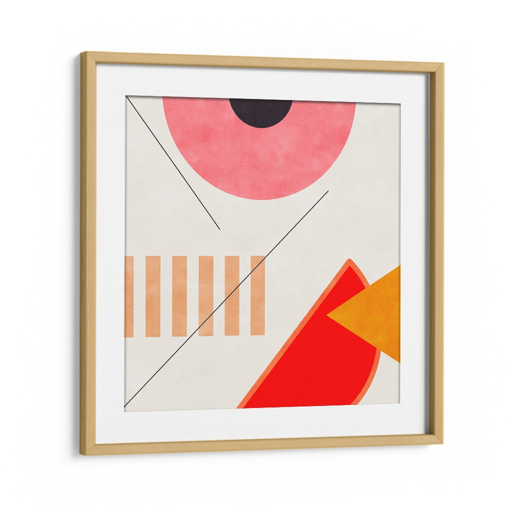 Mid Bauhaus Geometry II, abstract paintings by Ana Rut Bre, framed art showcasing vibrant geometric shapes.