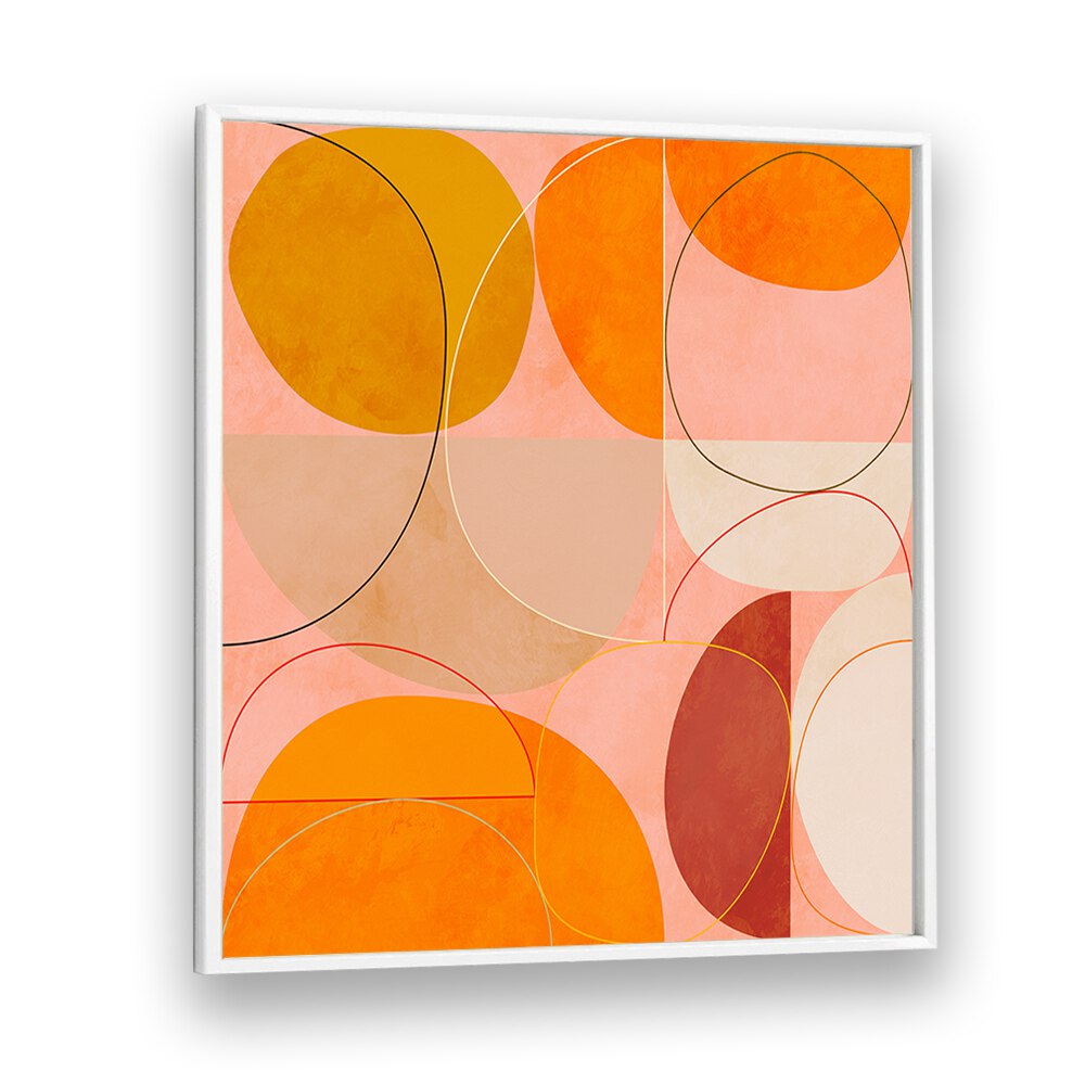 Vibrant CURRY YELLOW BLUSH SPRING I, ABSTRACT PAINTINGS by Ana Rut Bre enhances any space with mid-century charm.
