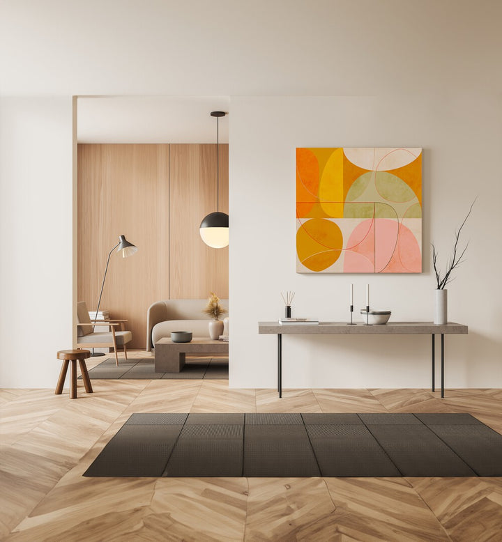 Brighten your space with CURRY YELLOW BLUSH SPRING II, ABSTRACT PAINTINGS by Ana Rut Bre, a stunning mid-century artwork.