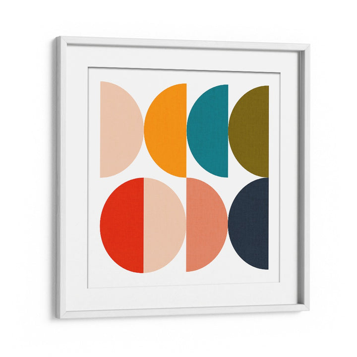 Mid-century GEOMETRIC COLOR PLAY art print featuring vibrant shapes, perfect for stylish home decor. Ideal GEOMETRIC ART PRINTS.