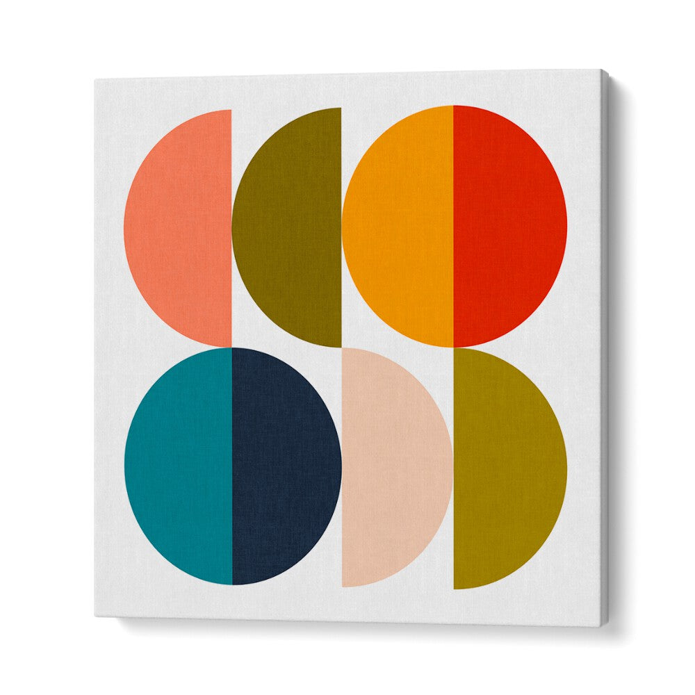Mid Century GEOMETRIC COLOR PLAY II art print features vibrant circles, perfect for modern decor lovers. Explore GEOMETRIC ART PRINTS.