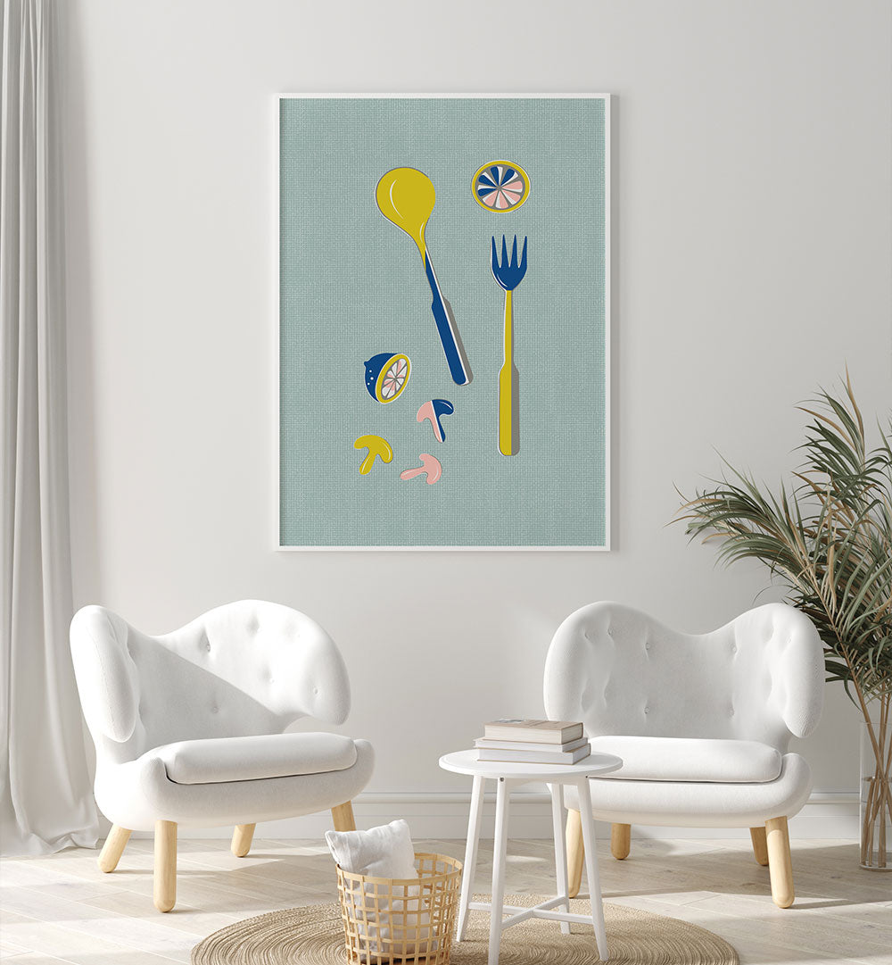 MID CENTURY KITCHEN CUTLERY MINT , KITCHEN POSTERS