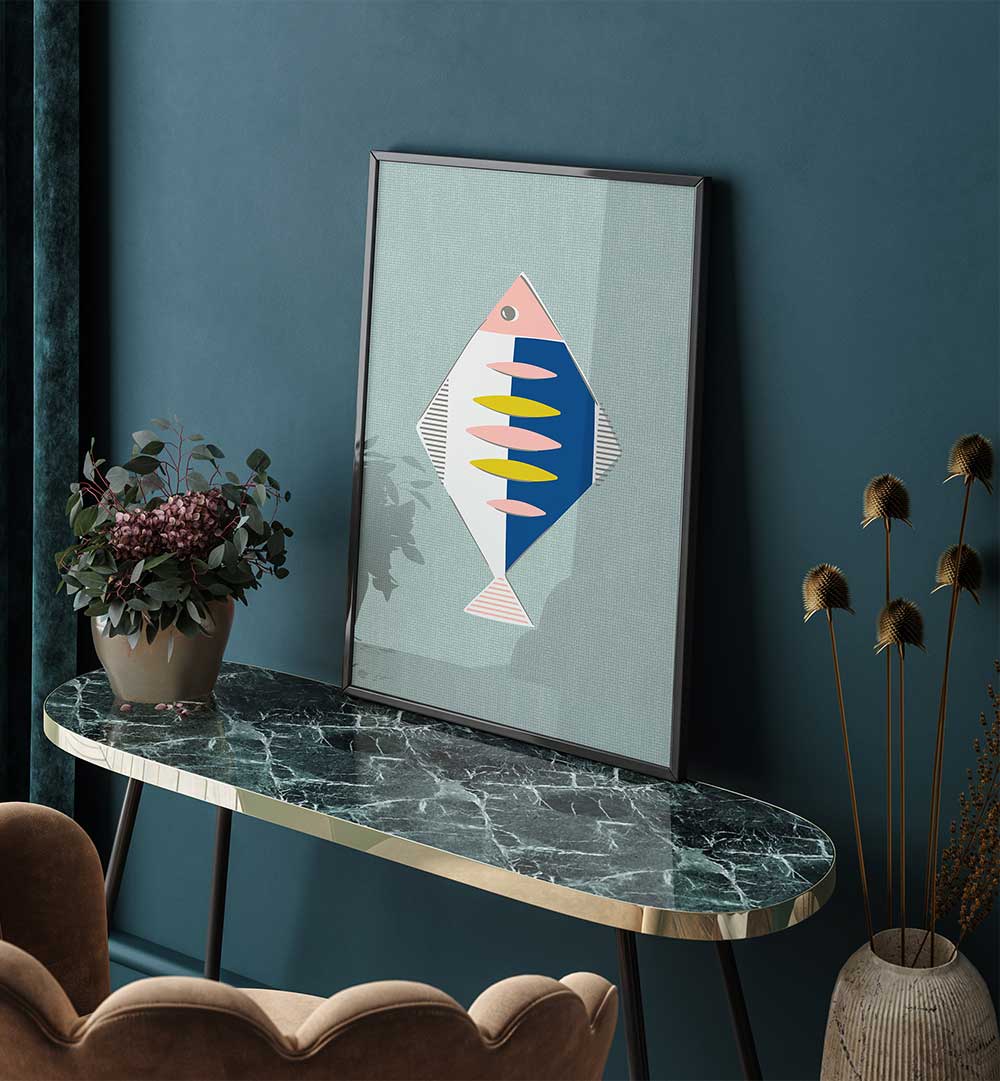 MID CENTURY KITCHEN FISH MINT , KITCHEN POSTERS