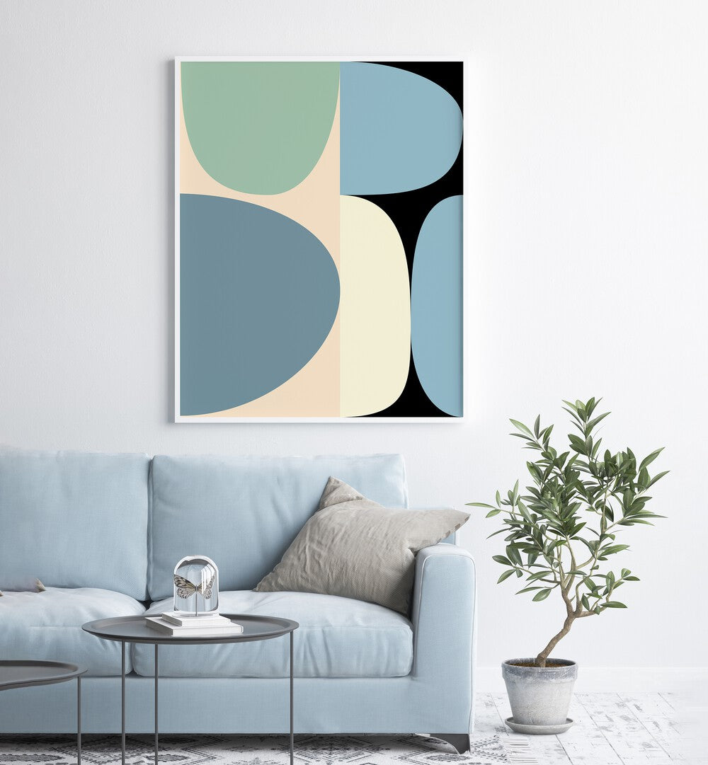 Bright and modern MID CENTURY PASTEL XVII, ABSTRACT PAINTINGS by Ana Rut Bre enhance any living space beautifully.