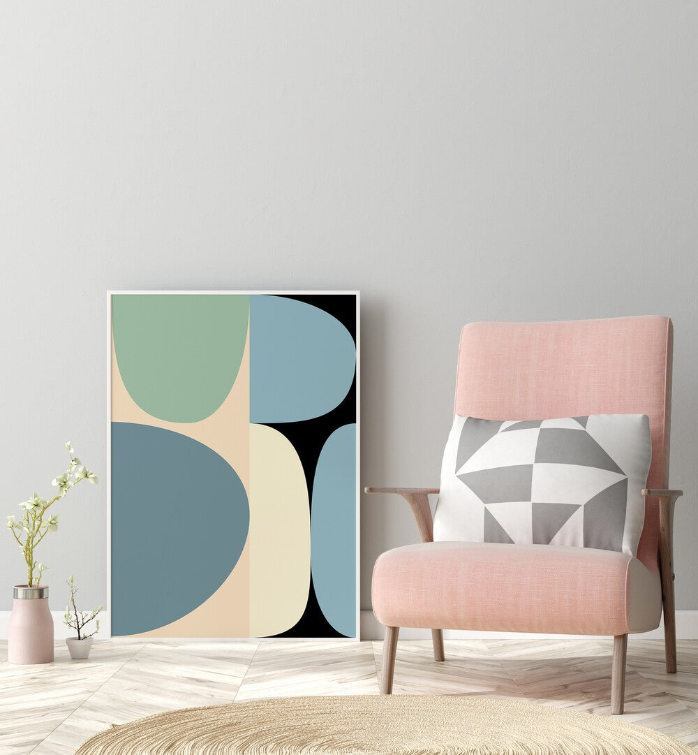 Captivating MID CENTURY PASTEL XVII, ABSTRACT PAINTINGS by Ana Rut Bre enhances any modern living space beautifully.
