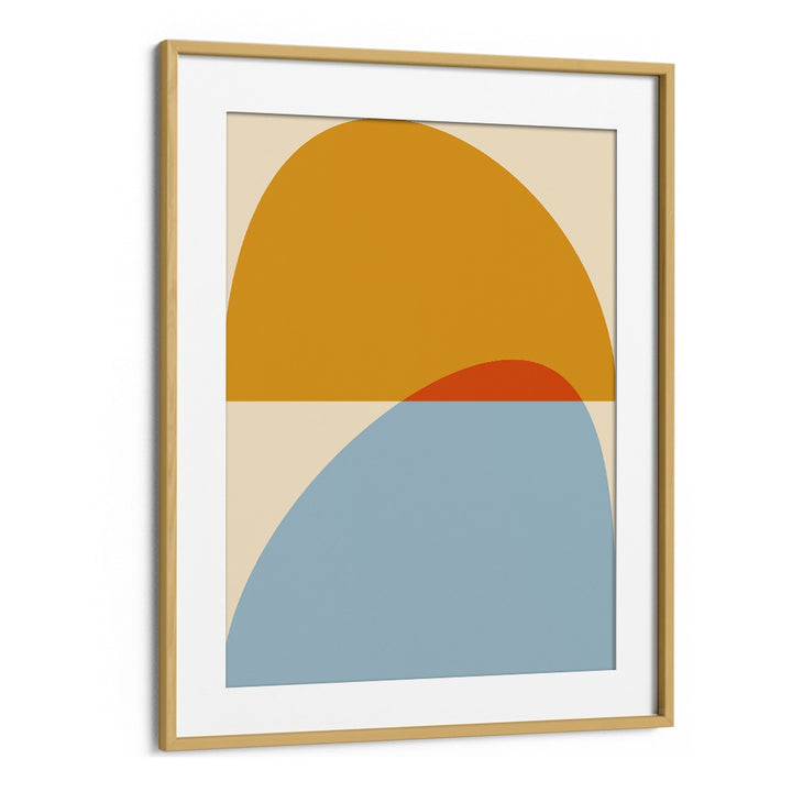 Stylish MID CENTURY PASTEL XVIII, ABSTRACT PAINTINGS by Ana Rut Bre, featuring vibrant shapes in an elegant frame.