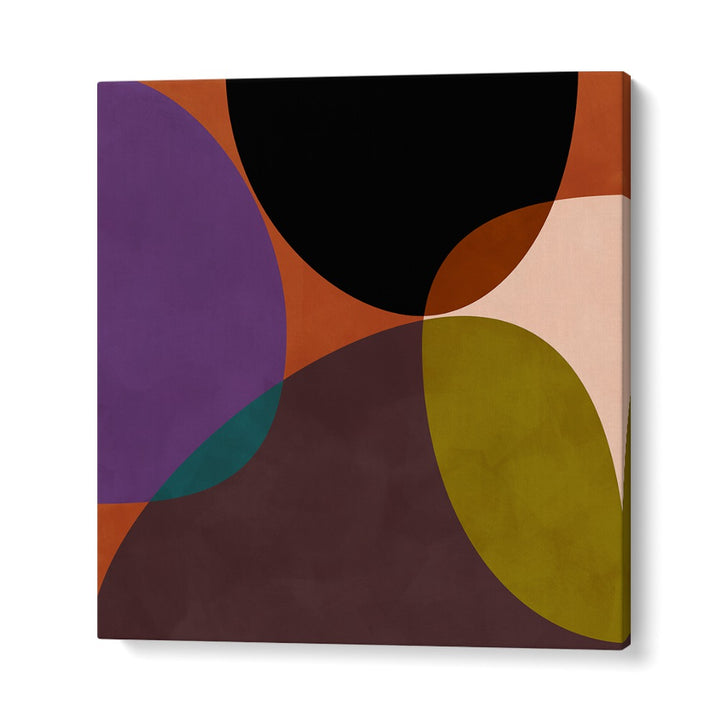 CIRCLES TERRACOTTA BLACK II, ABSTRACT PAINTINGS showcase vibrant colors and dynamic shapes by Ana Rut Bre, perfect for modern decor.