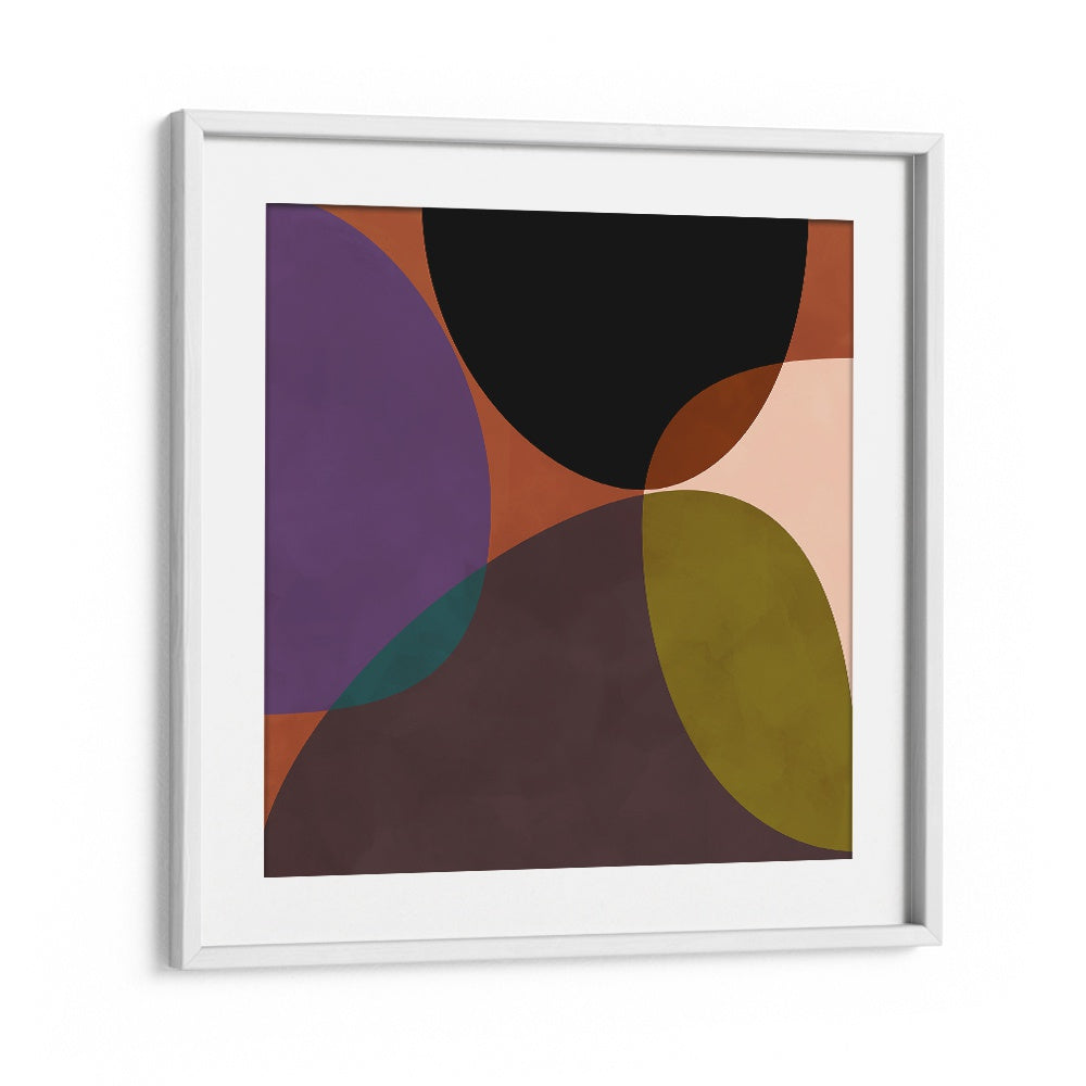 Modern abstract art featuring bold shapes and colors in CIRCLES TERRACOTTA BLACK II, ABSTRACT PAINTINGS by Ana Rut Bre.