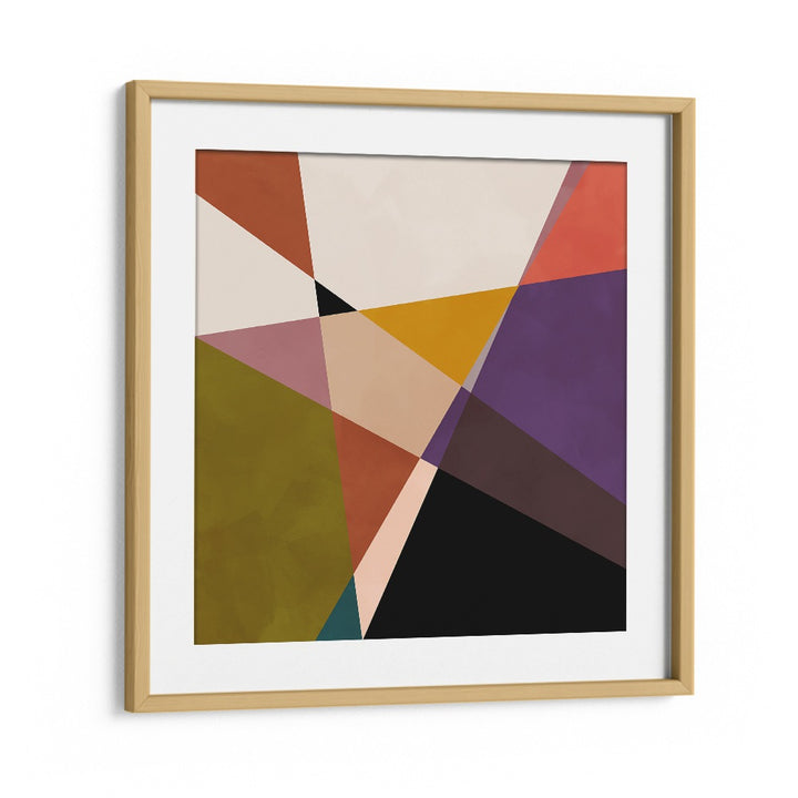 Stunning MID CIRCLES TERRACOTTA BLACK III, ABSTRACT PAINTINGS by Ana Rut Bre, framed in elegant oak wood.