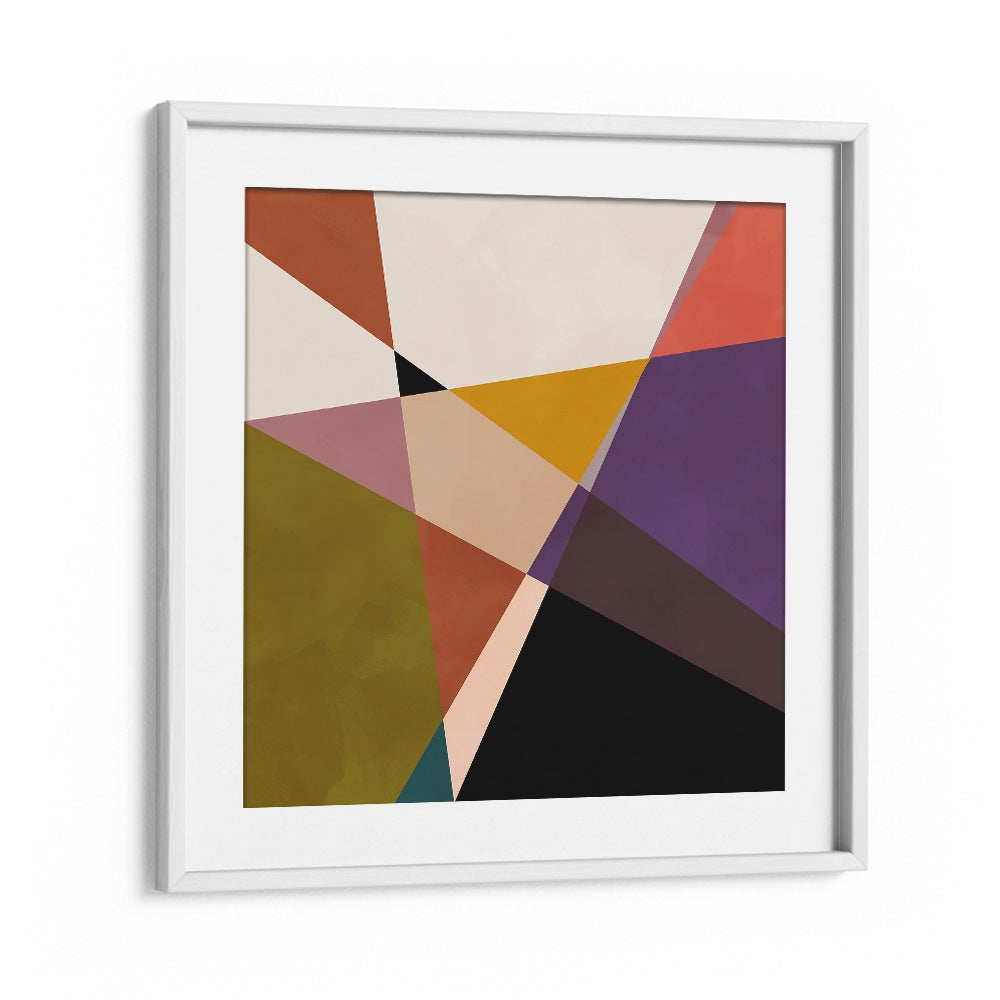 Elegant MID CIRCLES TERRACOTTA BLACK III, ABSTRACT PAINTINGS by Ana Rut Bre in a chic white frame, perfect for decor.