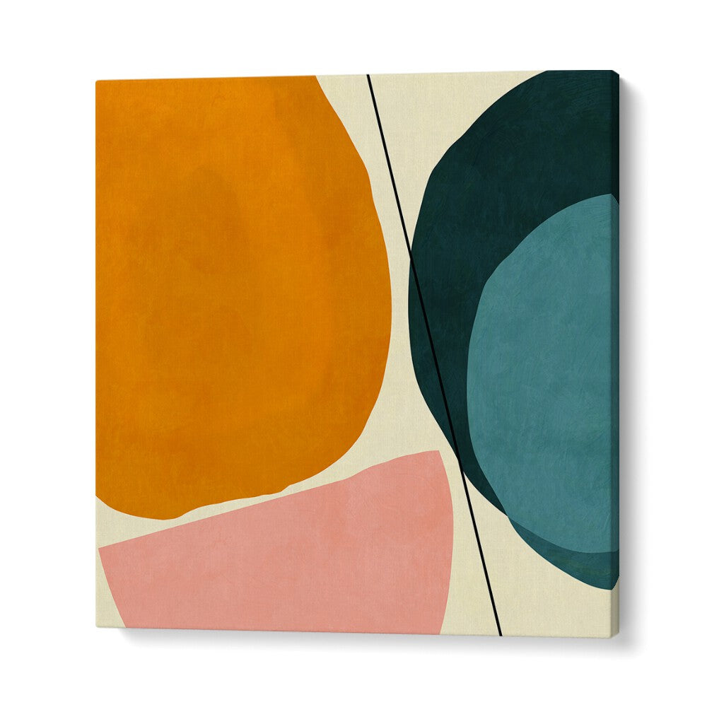 Colorful abstract shapes in "MID PAINTED KOPIE I, ABSTRACT PAINTINGS" by Ana Rut Bre, enhancing any modern space.