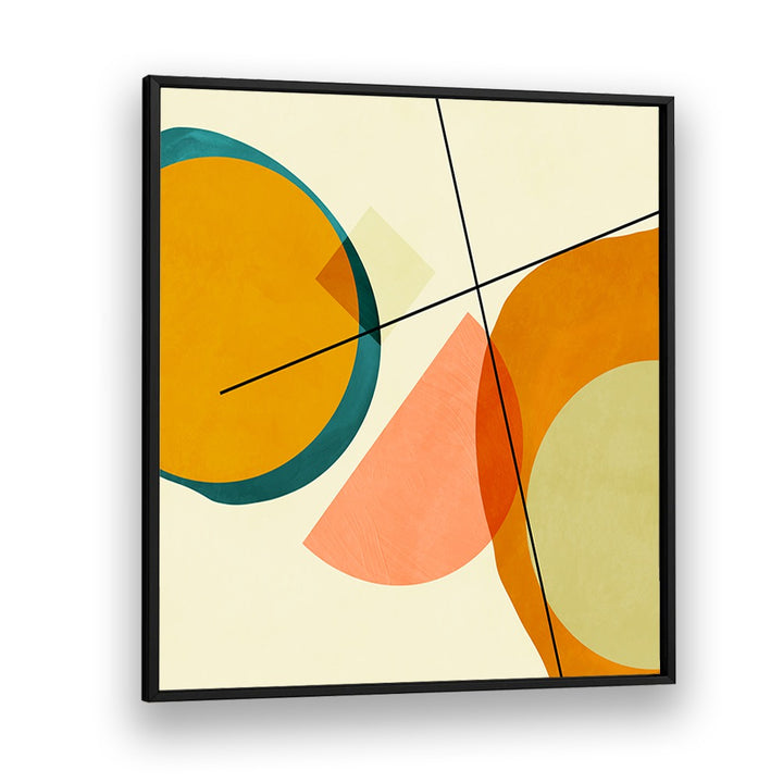 Colorful geometric shapes in Mid Painted Kopie III, abstract paintings by Ana Rut Bre, enhance modern decor elegance.