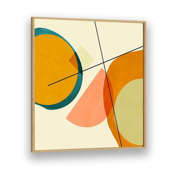 Vibrant colors and shapes in the MID PAINTED KOPIE III, ABSTRACT PAINTINGS by Ana Rut Bre in a chic oak frame.