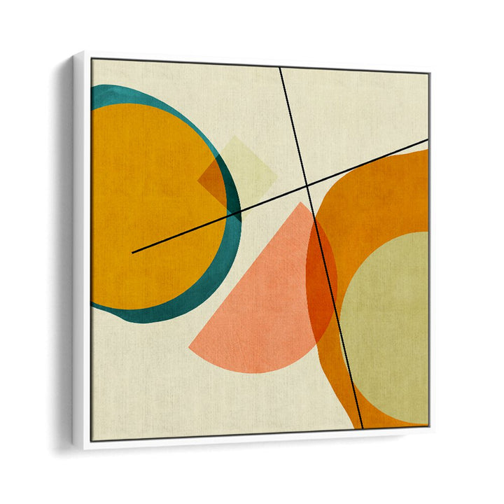 Mid Painted Kopie III, abstract paintings featuring vibrant shapes and colors by Ana Rut Bre in a stylish floater frame.