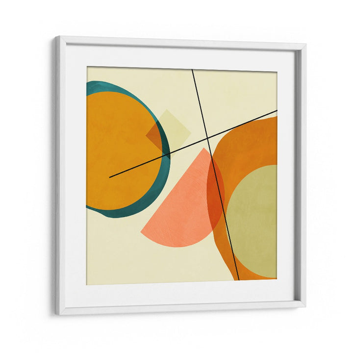 Colorful geometric shapes in a white frame highlight the MID PAINTED KOPIE III, ABSTRACT PAINTINGS by Ana Rut Bre.