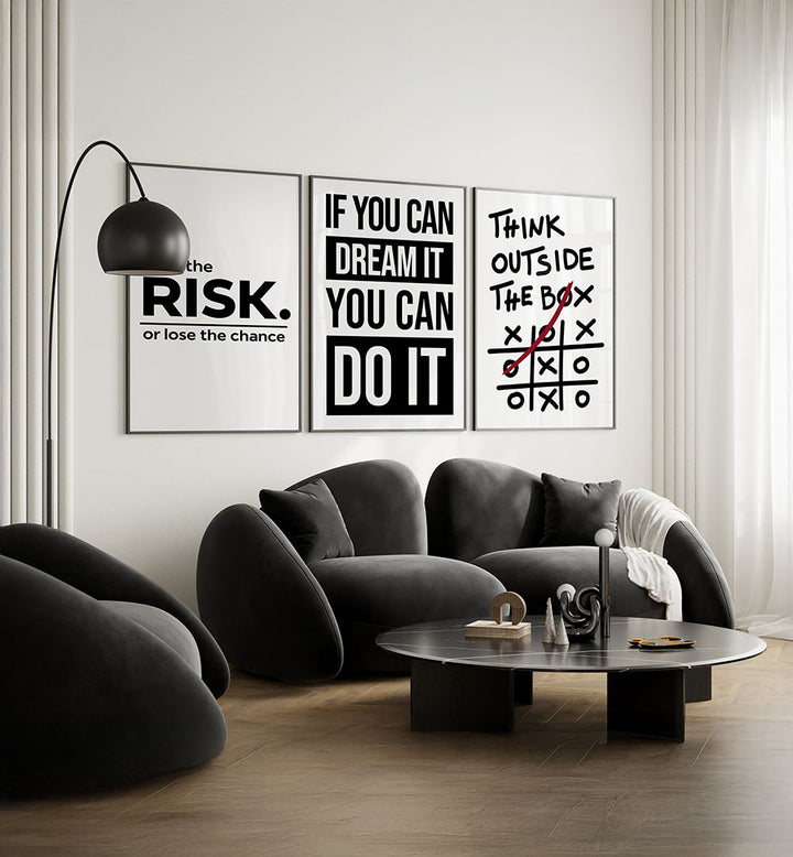 MINDSET MATTERS SET , SET OF 3 PAINTINGS