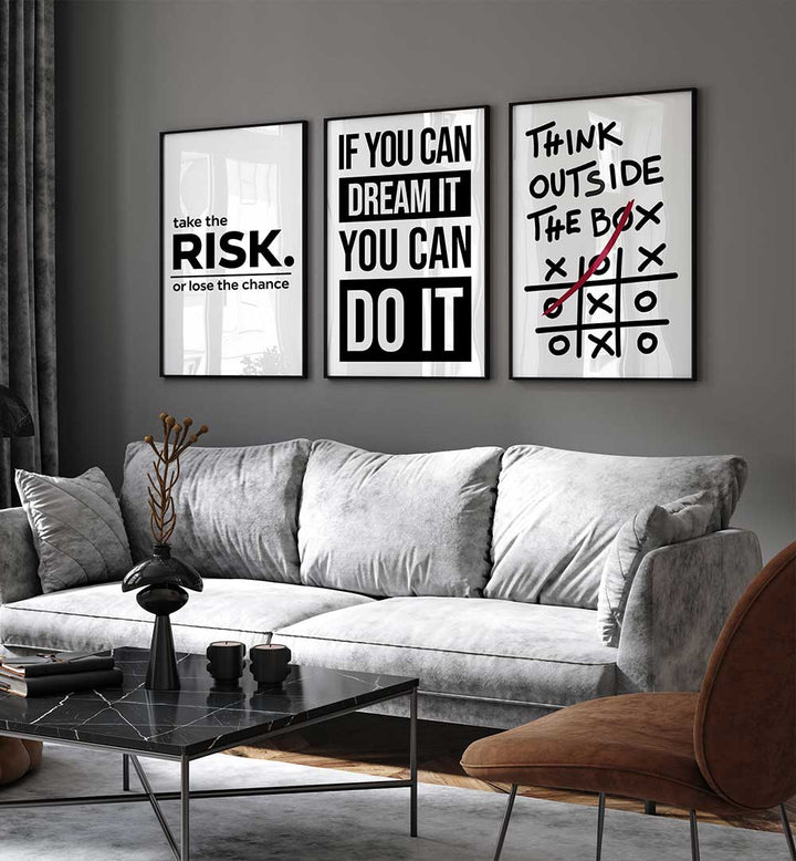 MINDSET MATTERS SET , SET OF 3 PAINTINGS