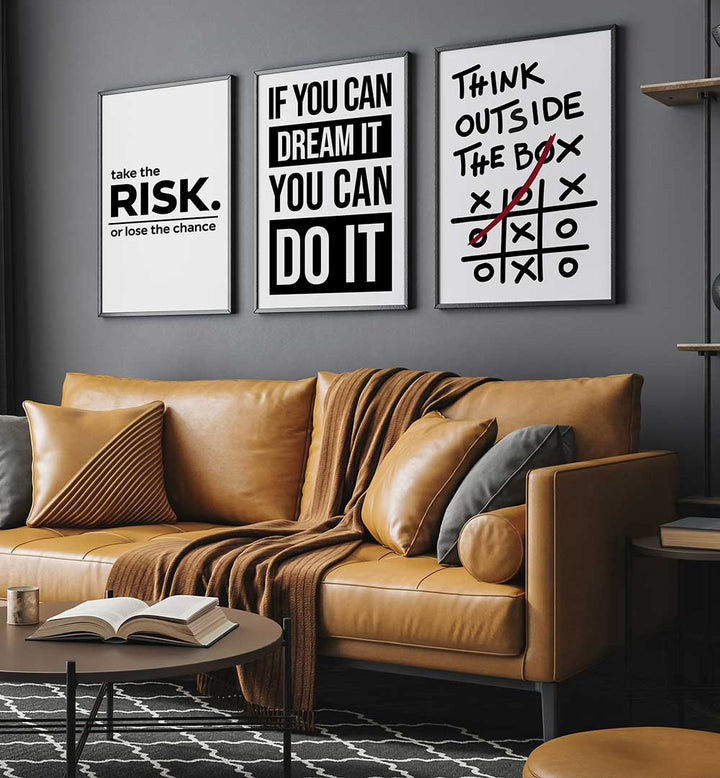 MINDSET MATTERS SET , SET OF 3 PAINTINGS