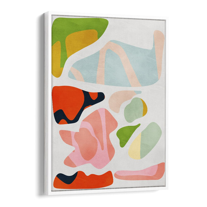 Colorful shapes come together in the MINIMAL CUT OUT, ABSTRACT PAINTINGS by Ana Rut Bre, perfect for modern decor.