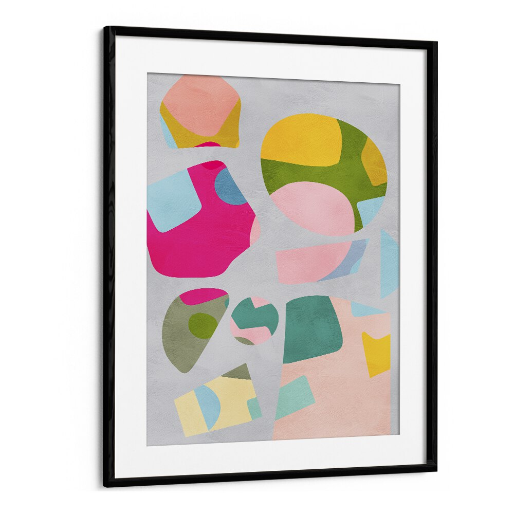 Colorful abstract art piece featuring minimal cutout shapes by Ana Rut Bre, perfect for modern decor. MINIMAL CUTOUT COLORFUL, ABSTRACT PAINTINGS.