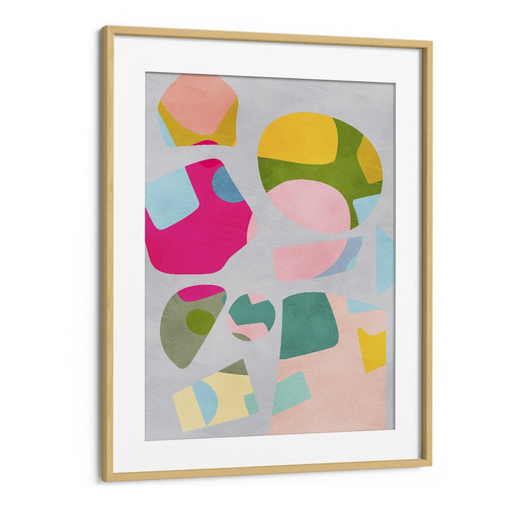Vibrant MINIMAL CUTOUT COLORFUL, ABSTRACT PAINTINGS by Ana Rut Bre, framed elegantly for modern home decor.