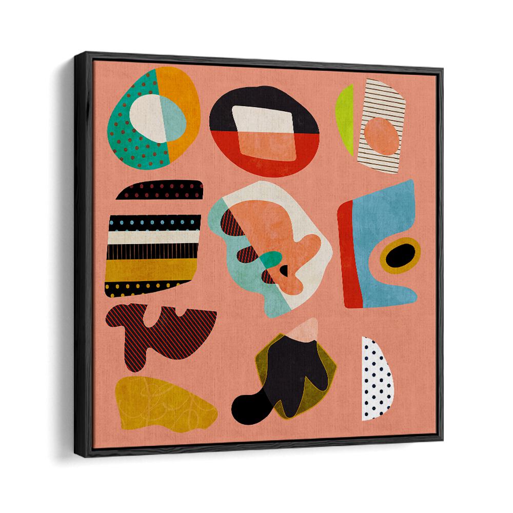 Colorful abstract shapes in the MINIMAL SHAPES BUNTE II, ABSTRACT PAINTINGS by Ana Rut Bre, perfect for modern decor.