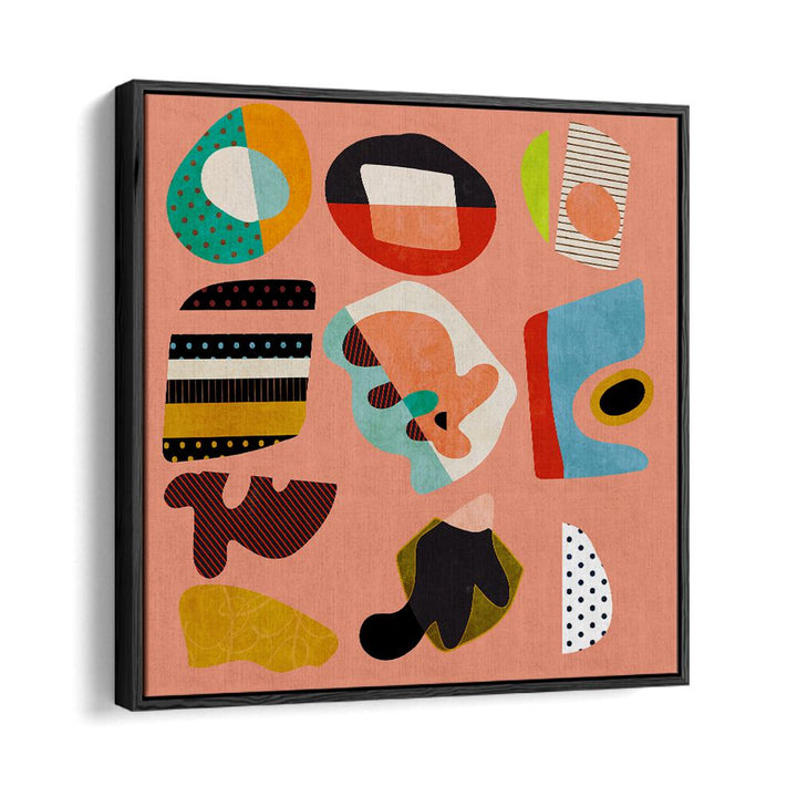 Colorful abstract shapes in the MINIMAL SHAPES BUNTE II, ABSTRACT PAINTINGS by Ana Rut Bre, perfect for modern decor.