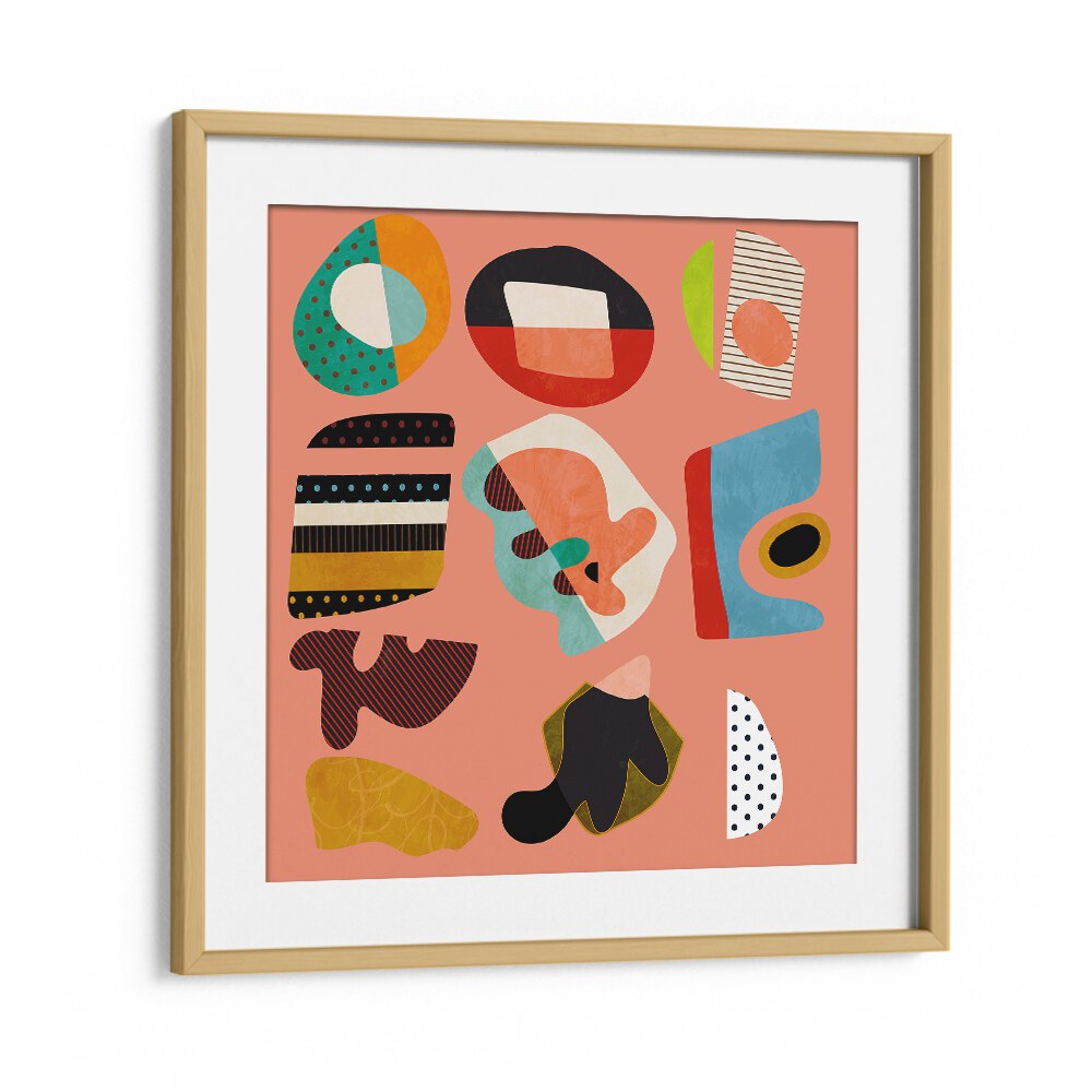 Bright and colorful MINIMAL SHAPES BUNTE II, ABSTRACT PAINTINGS by Ana Rut Bre, perfect for modern decor.
