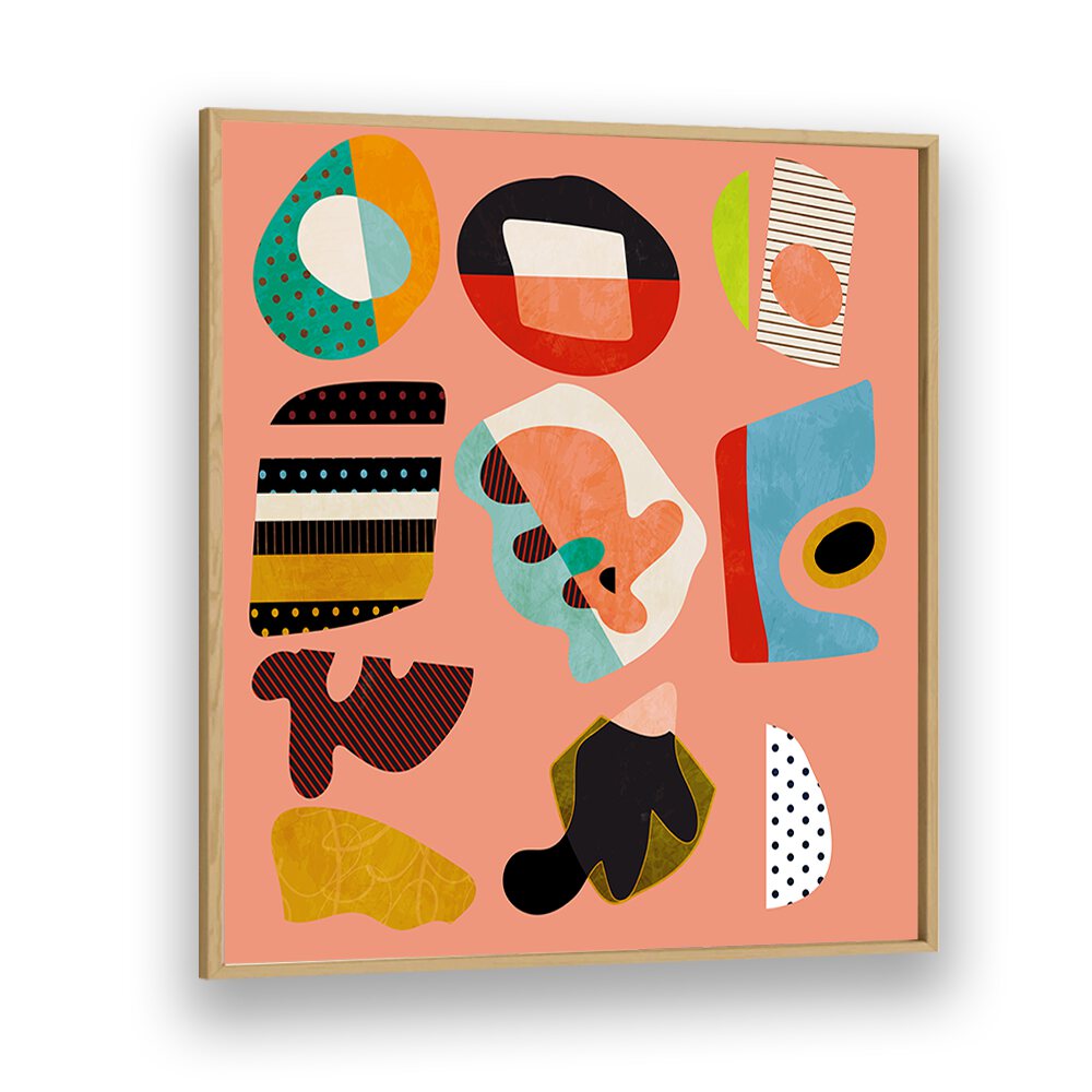 Colorful composition of MINIMAL SHAPES BUNTE II, ABSTRACT PAINTINGS by Ana Rut Bre, enhancing modern decor style.