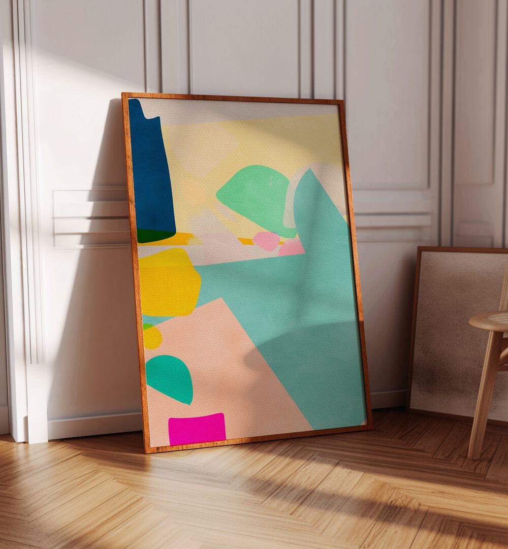 Vibrant MINIMAL SHAPES, ABSTRACT PAINTINGS by Ana Rut Bre, enhancing modern spaces with minimalist aesthetics.