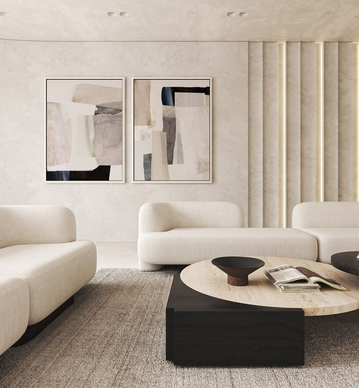 Transform your space with the MINIMAL MOOD SET, SET OF 2 PAINTINGS, showcasing modern minimalism and elegance.