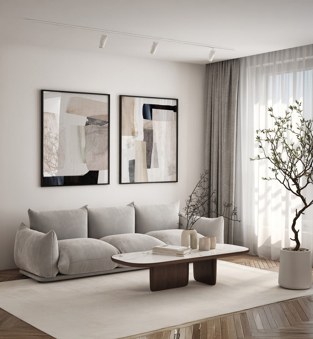 Elevate your space with the MINIMAL MOOD SET, SET OF 2 PAINTINGS, showcasing modern minimalism and elegance.