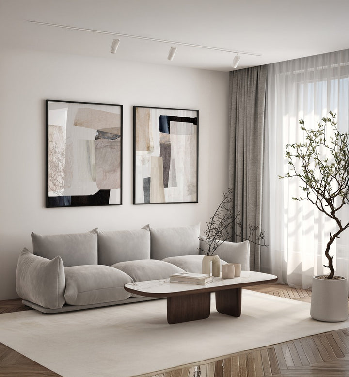 Elevate your space with the MINIMAL MOOD SET, SET OF 2 PAINTINGS, showcasing modern minimalism and elegance.