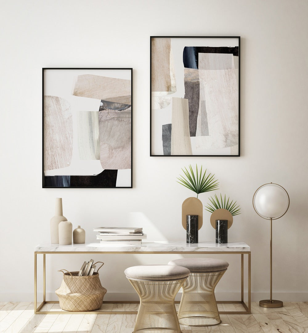 Transform your space with the MINIMAL MOOD SET, SET OF 2 PAINTINGS featuring modern minimalist design.