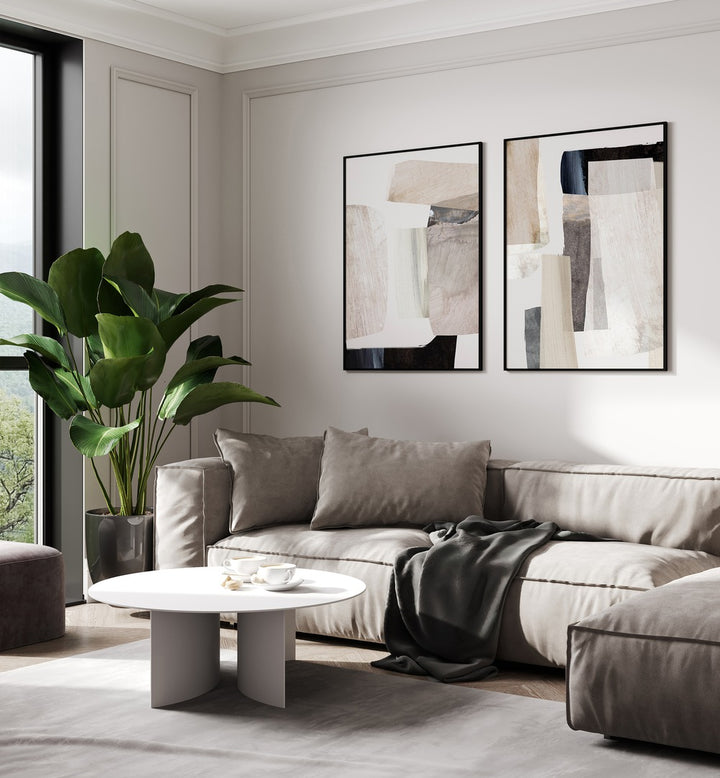 Transform your space with the MINIMAL MOOD SET, SET OF 2 PAINTINGS, showcasing modern minimalism in elegant decor.