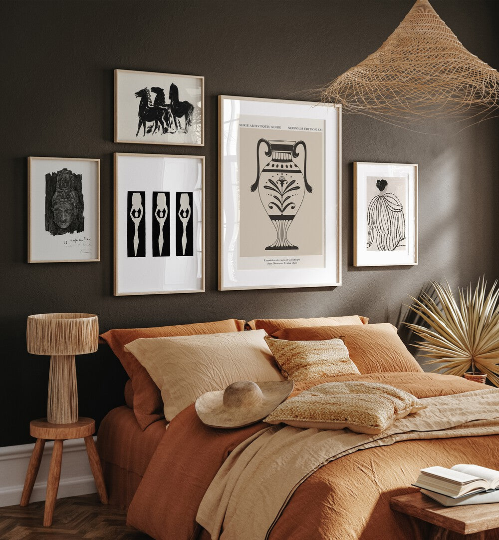 Elegant MINIMALIST GALLERY WALL showcasing horse and vase designs, perfect for stylish GALLERY WALLS in any room.
