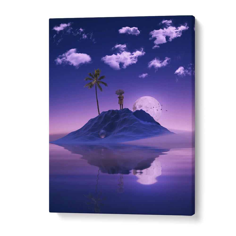 Transform your space with MIRRORING, SURREAL ART PRINTS by Ritvik Takkar, showcasing a dreamy island scene.