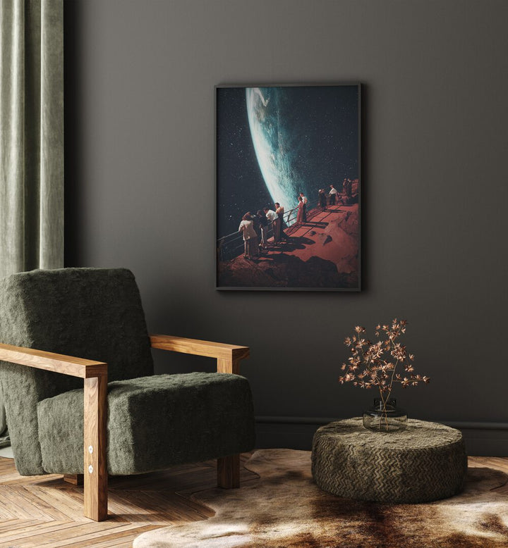 Surreal art print "Missing the Ones, Fantasy" by Frank Moth captivates with dreamlike visions of cosmic exploration.