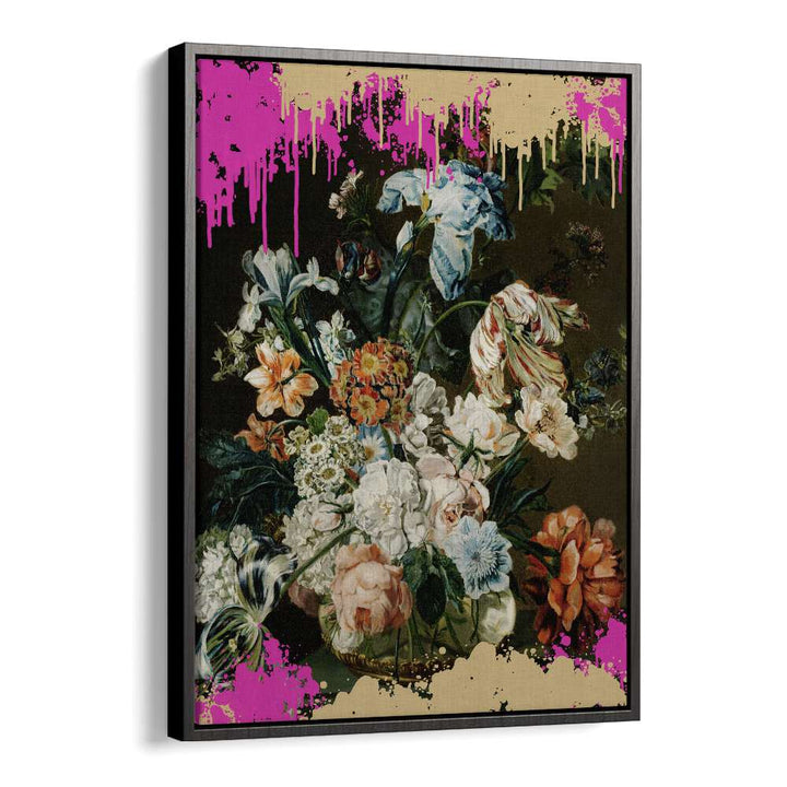 Stunning MODERN COMPOSITION, ALTERED ART PRINTS by The Art Concept, featuring vibrant floral design in a black floater frame.