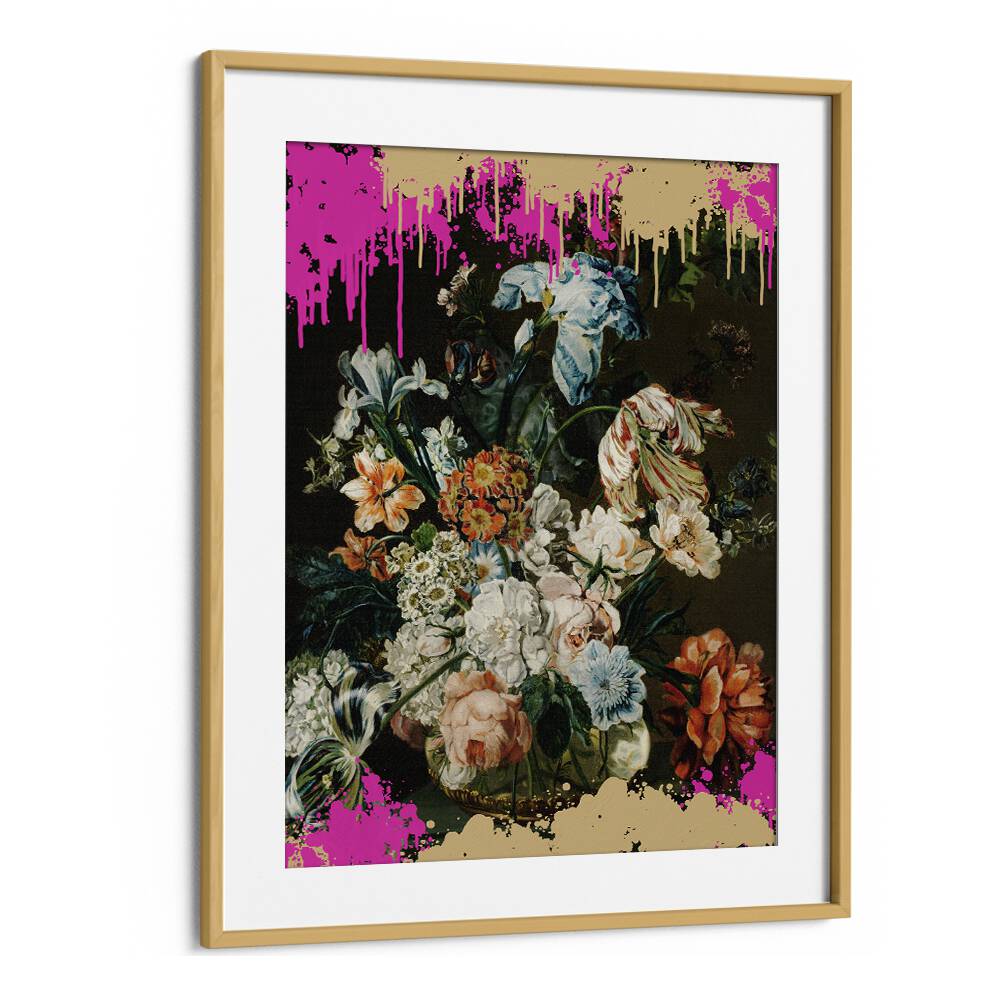 Vibrant MODERN COMPOSITION, ALTERED ART PRINTS in an oak frame, blending classic and contemporary styles for your space.
