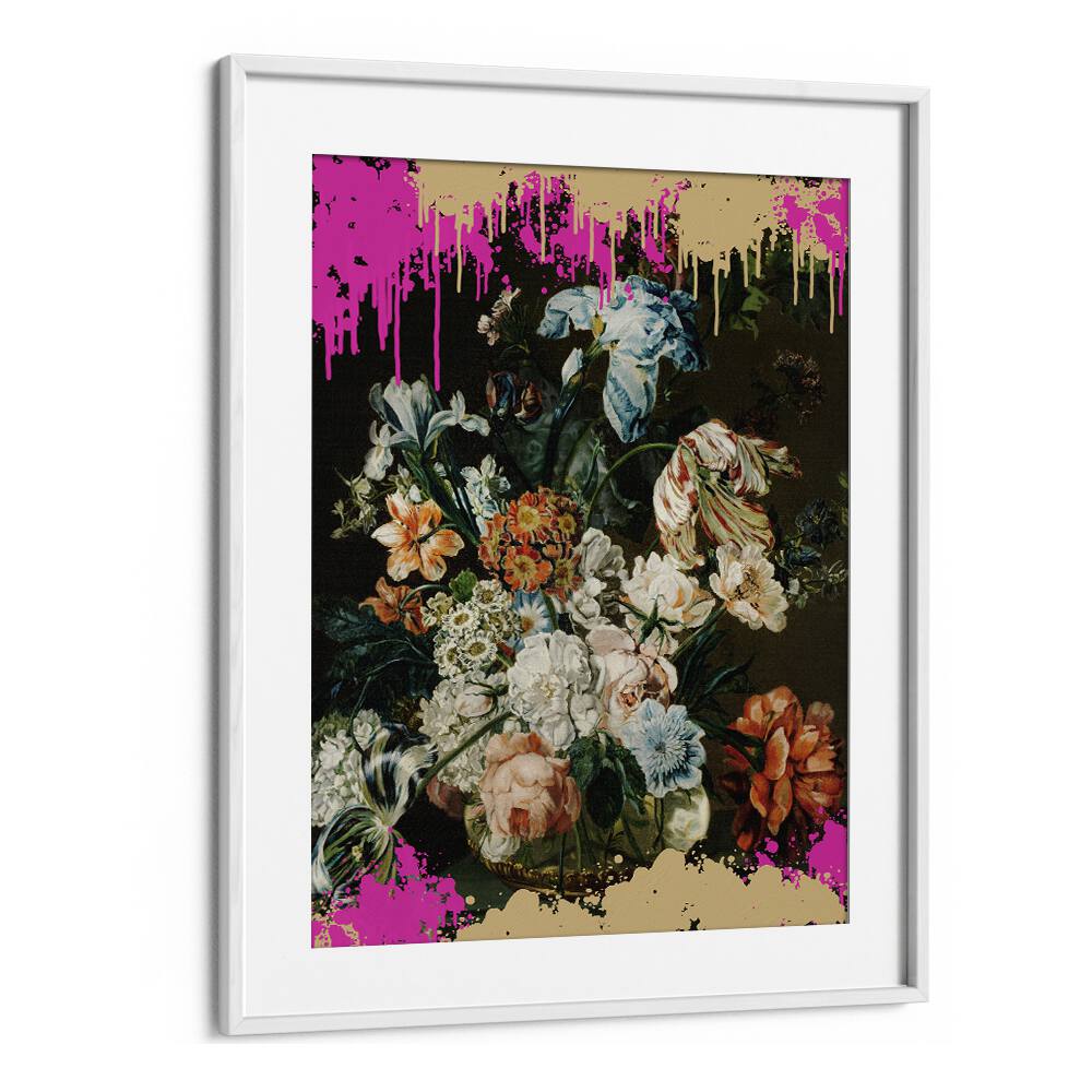 Vibrant MODERN COMPOSITION, ALTERED ART PRINTS framed in white, enhancing any contemporary space by The Art Concept.