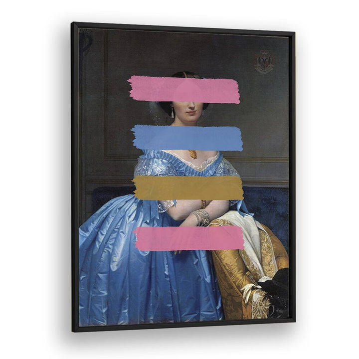 Stylish MODERN MASTERPIECE, ALTERED ART PRINTS in a black frame, perfect for transforming your space with elegance.