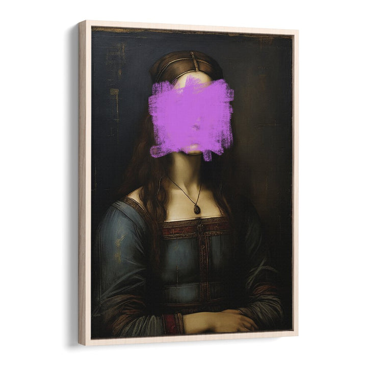 Modern Mona Lisa, altered art prints in an oak floater frame, reimagining classic art for contemporary decor.