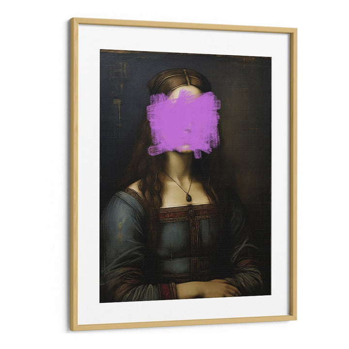 Stunning MODERN MONA LISA, ALTERED ART PRINTS by The Art Concept in an elegant oak frame for contemporary decor.