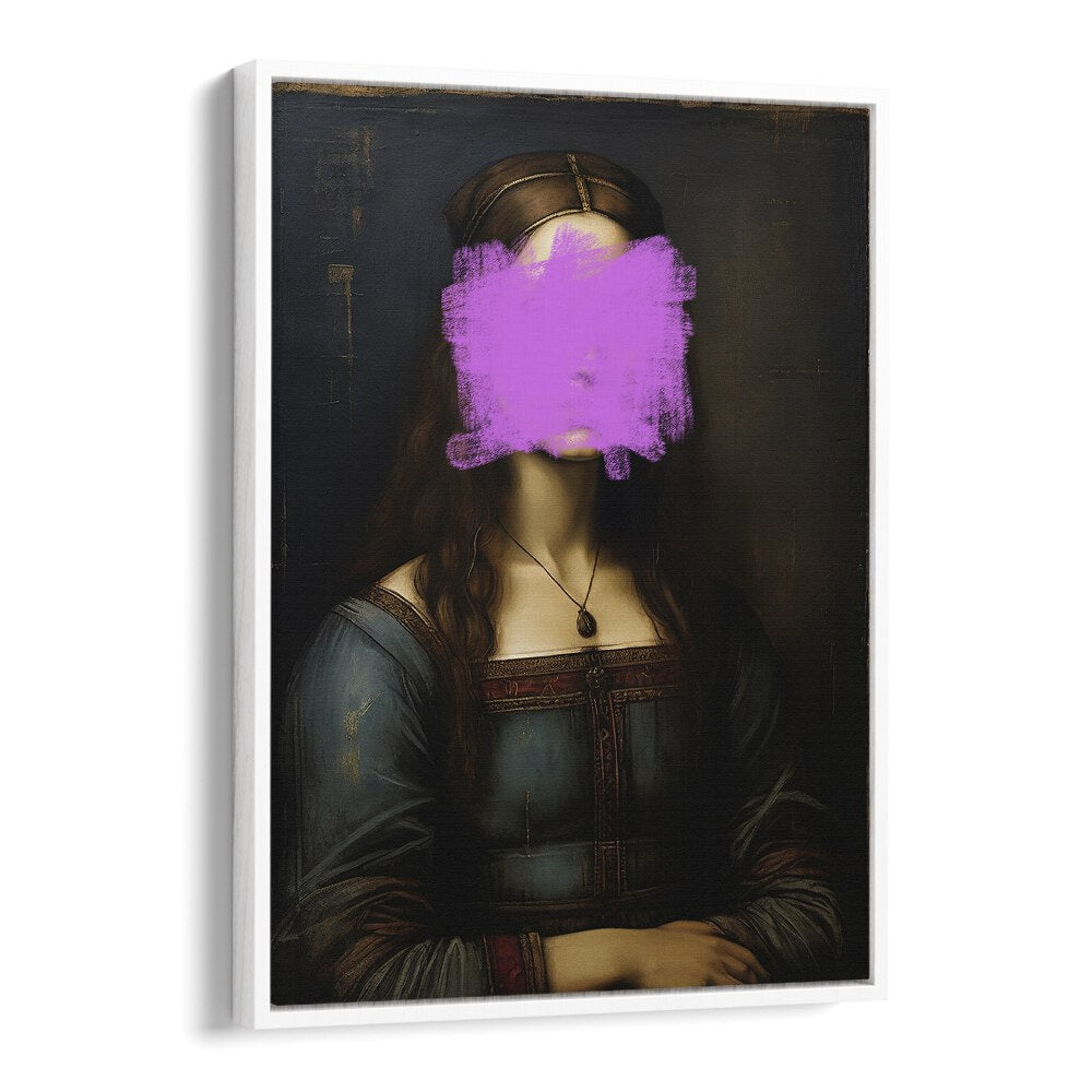 Modern Mona Lisa, altered art prints by The Art Concept in a stylish white floater frame for contemporary decor.