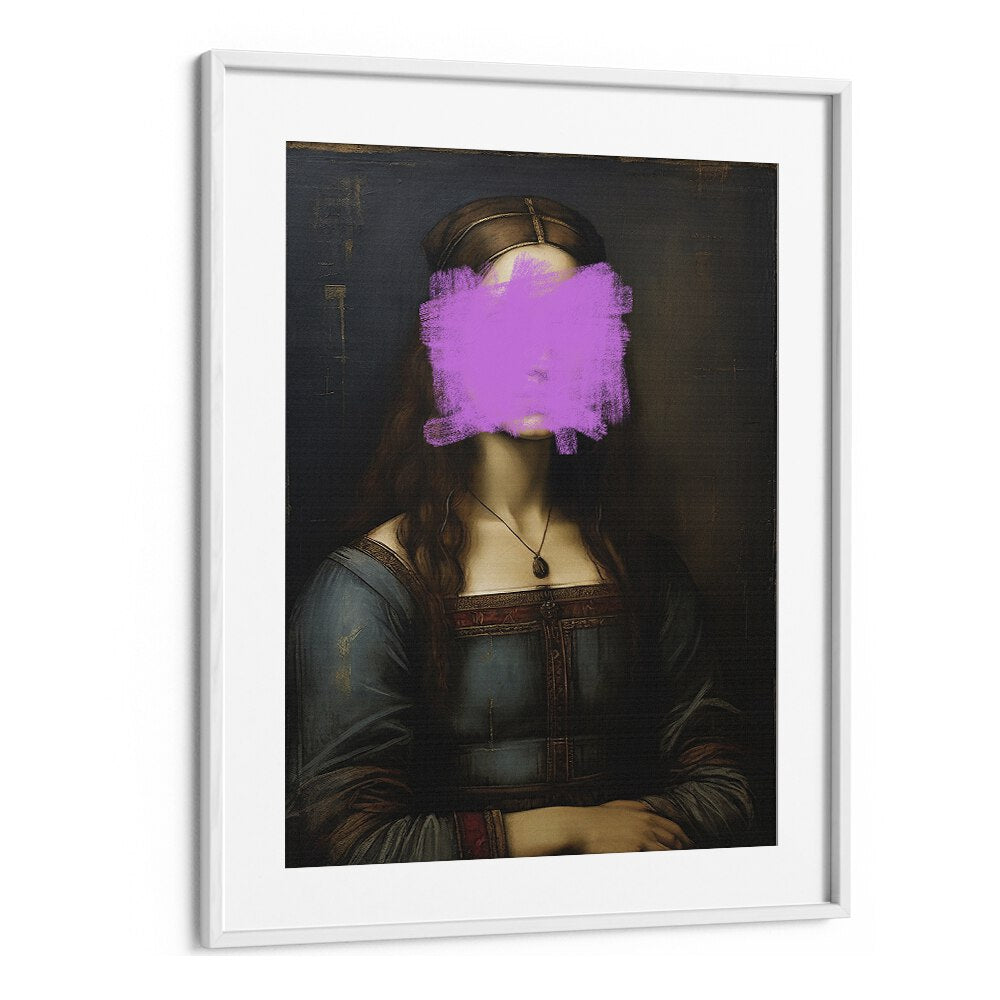 Modern Mona Lisa, altered art prints by The Art Concept, featuring a unique design in a stylish white frame.