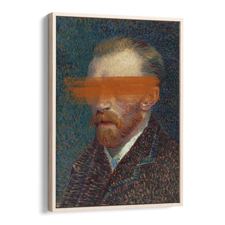 MODERN VAN GOGH, ALTERED ART PRINTS in oak floater frame, a striking fusion of classic and contemporary art.