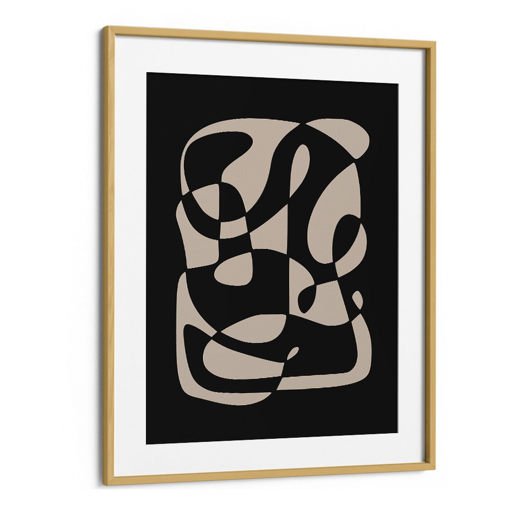 Elegant MONOCHROME NORDIC DREAMSCAPE, ABSTRACT PAINTINGS by Preayna framed in oak, perfect for modern home decor.
